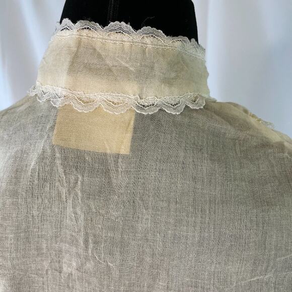 1970s Jessica’s Gunnies Sheer Edwardian Blouse – Lace & Satin Trim, XS - Picture 10 of 13